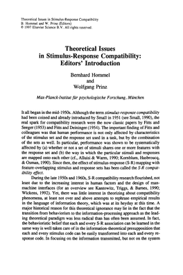 Theoretical Issues in Stimulus-Response Compatibility B