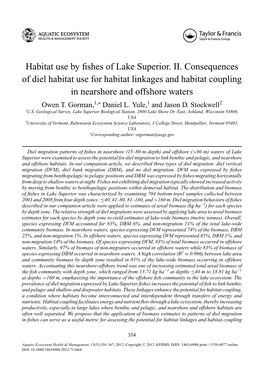 Habitat Use by Fishes of Lake Superior. II. Consequences of Diel