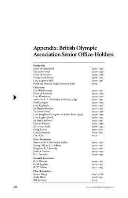 Appendix: British Olympic Association Senior Office-Holders
