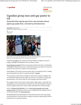 Ugandan Group Sues Anti-Gay Pastor in US | World News | the Guardian