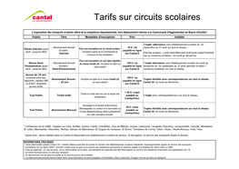 Tarifs Sur Circuits Scolaires