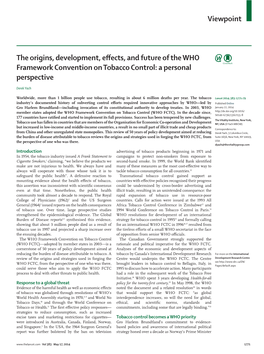 The Origins, Development, Effects, and Future of the WHO Framework