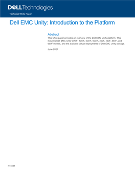 Introduction to the Dell EMC Unity Platform