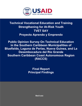 Technical Vocational Education and Training Strengthening for At-Risk