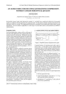 An Audio Codec for Multiple Generations Compression Without Loss of Perceptual Quality