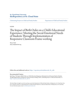 The Impact of Birth Order on a Child's Educational Experience/Meeting
