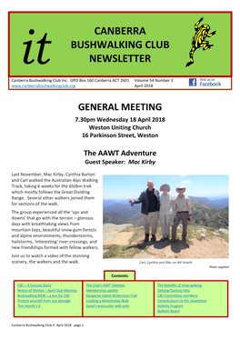 It CANBERRA BUSHWALKING CLUB NEWSLETTER