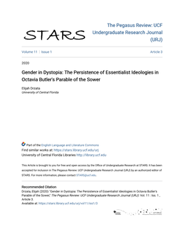 Gender in Dystopia: the Persistence of Essentialist Ideologies in Octavia Butler's Parable of the Sower