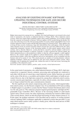 Analysis of Existing Dynamic Software Updating Techniques for Safe and Secure Industrial Control Systems