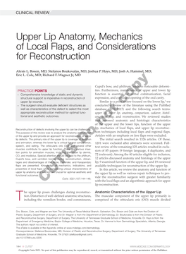Upper Lip Anatomy, Mechanics of Local Flaps, and Considerations for Reconstruction