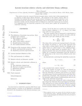 Lorentz Invariant Relative Velocity and Relativistic Binary Collisions