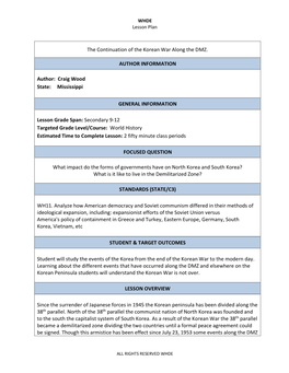 The Continuation of the Korean War Along the DMZ. AUTHOR