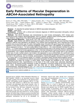 Early Patterns of Macular Degeneration in ABCA4-Associated Retinopathy