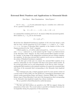 Extremal Betti Numbers and Applications to Monomial Ideals