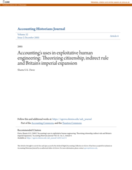 Theorizing Citizenship, Indirect Rule and Britain's Imperial Expansion Shanta S