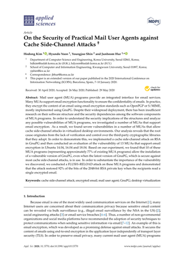 On the Security of Practical Mail User Agents Against Cache Side-Channel Attacks †