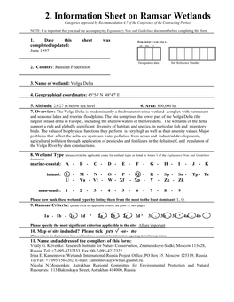 2. Information Sheet on Ramsar Wetlands Categories Approved by Recommendation 4.7 of the Conference of the Contracting Parties