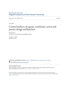 Control Surfaces of Aquatic Vertebrates: Active and Passive Design and Function Frank E