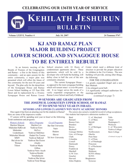 Kehilath Jeshurun Bulletin