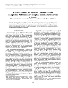 Revision of the Late Permian Chroniosuchians (Amphibia, Anthracosauromorpha) from Eastern Europe V