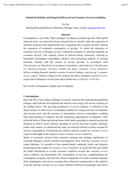 Statistical Methods and Empirical Research on Consumer Services in Beijing