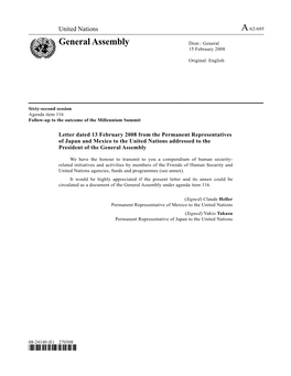 General Assembly Distr.: General 15 February 2008