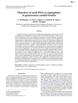 Detection of Seed DNA in Regurgitates of Granivorous Carabid Beetles