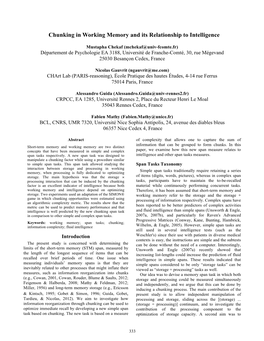 Chunking in Working Memory and Its Relationship to Intelligence