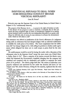 Individual Refusals to Deal: When Does Single-Firm Conduct Become Vertical Restraint?