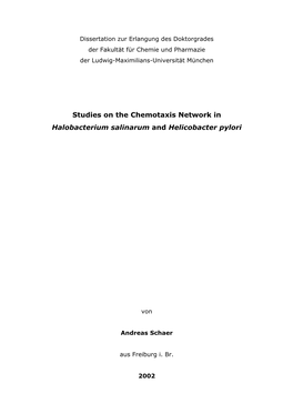 Studies on the Chemotaxis Network in Halobacterium Salinarum and Helicobacter Pylori