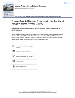 Present-Day Solifluction Processes in the Semi-Arid Range of Sierra Nevada (Spain)