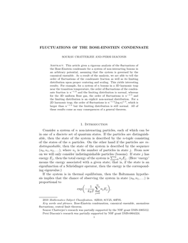 Fluctuations of the Bose-Einstein Condensate 11