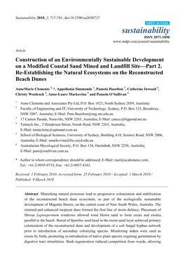 Construction of an Environmentally Sustainable Development on a Modified Coastal Sand Mined and Landfill Site—Part 2