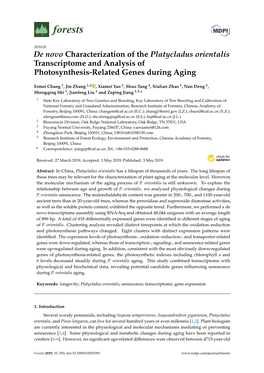 De Novo Characterization of the Platycladus Orientalis Transcriptome and Analysis of Photosynthesis-Related Genes During Aging