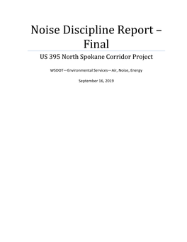 North Spokane Corridor Final Noise Report Sprague Ave. to I-90