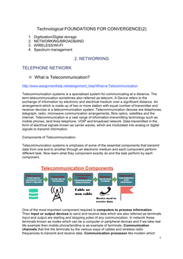 2. NETWORKING TELEPHONE NETWORK What Is