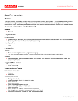 Course Description Java Fundamentals V5