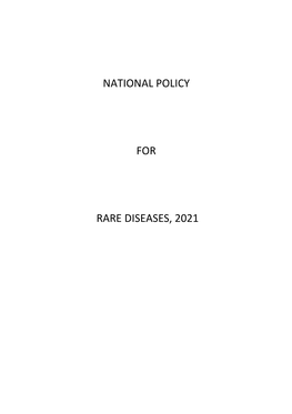 National Policy for Rare Diseases, 2021