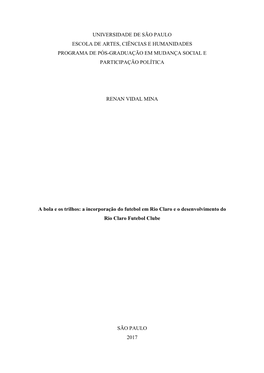 Universidade De São Paulo Escola De Artes, Ciências E Humanidades Programa De Pós-Graduação Em Mudança Social E Participação Política