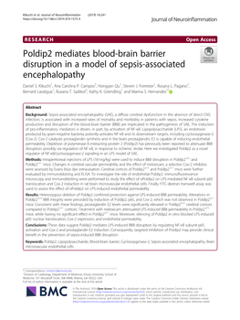 Poldip2 Mediates Blood-Brain Barrier Disruption in a Model of Sepsis-Associated Encephalopathy Daniel S