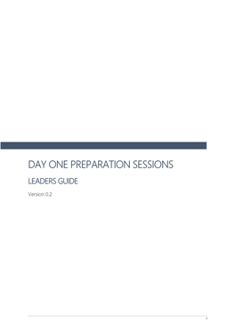 Day One Preparation Sessions Leaders Guide