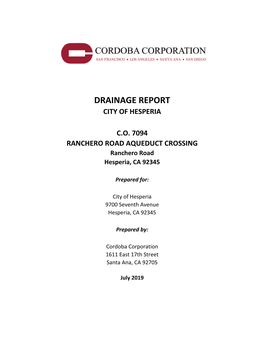 Drainage Report City of Hesperia