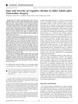 Type and Severity of Cognitive Decline in Older Adults After Noncardiac Surgery Catherine C