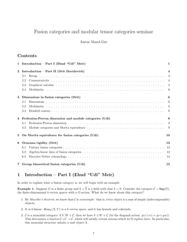 Fusion Categories and Modular Tensor Categories Seminar