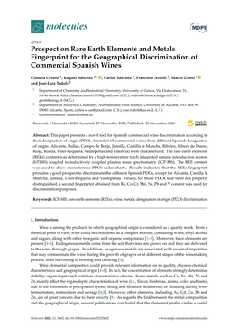 Prospect on Rare Earth Elements and Metals Fingerprint for the Geographical Discrimination of Commercial Spanish Wines