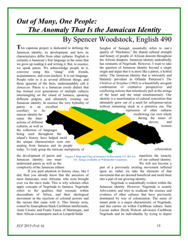 Out of Many, One People: the Anomaly That Is the Jamaican Identity by Spencer Woodstock, English 490