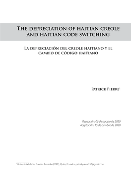 The Depreciation of Haitian Creole and Haitian Code Switching