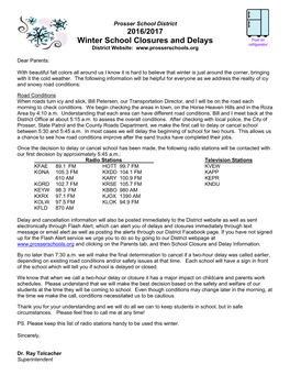 Winter School Closures and Delays District Website