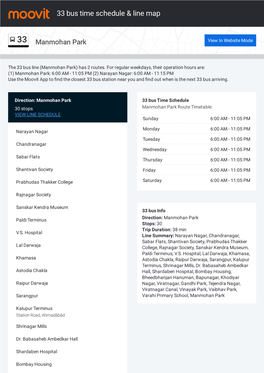 33 Bus Time Schedule & Line Route