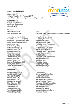 Sport Leeds Board- MINUTES